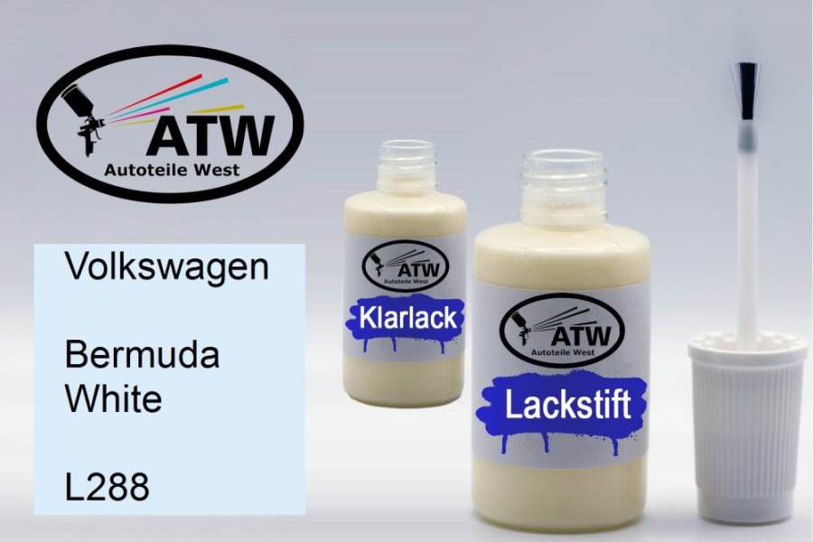 Volkswagen, Bermuda White, L288: 20ml Lackstift + 20ml Klarlack - Set, von ATW Autoteile West.